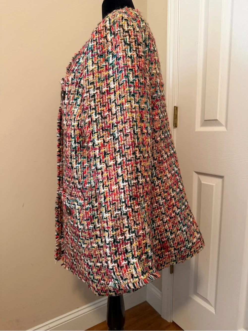 Talbots Multi Color Candy Tweed Fringe Topper Size 16 - Picture 4 of 16